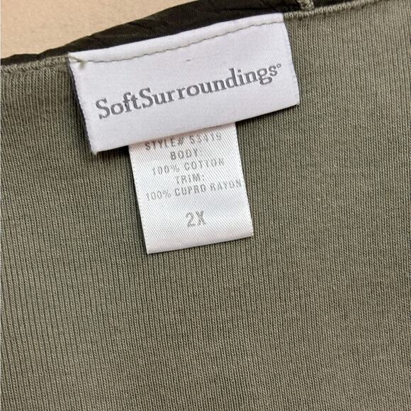 Soft Surroundings Women’s Sage Green Ruffle Trim Shirt Size 2X - Picture 2 of 6